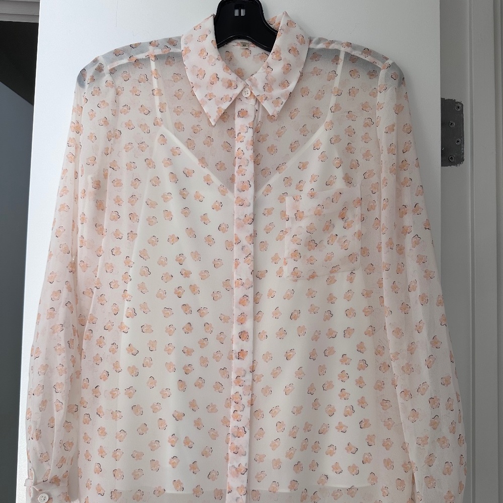 DVF Floral Print Semi-Sheer Blouse